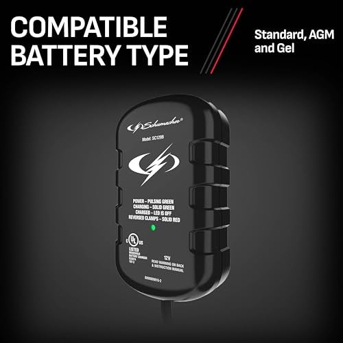 Schumacher Electric 0.8A Car Battery Charger and Maintainer,2-in-1 Solution,for 12V Power Sport,Automotive,and Marine Batteries,SC1299,(Pack of 4) - size: 800mAh 12V Battery Maintainer (Pack of 4)