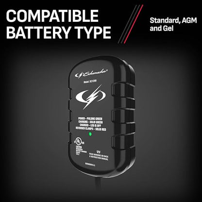 Schumacher Electric 0.8A Car Battery Charger and Maintainer,2-in-1 Solution,for 12V Power Sport,Automotive,and Marine Batteries,SC1299,(Pack of 4) - size: 800mAh 12V Battery Maintainer (Pack of 4)