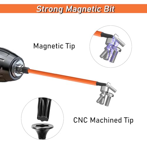 13pcs Torx Screwdriver Bit Set (T5-T40) Magnetic S2 Steel Torx Head Drill Bit Set 1/4'' Hex Shank Impact Bit CNC Machined 6-Point Star Bit Set for Impact Driver (4 Inch/ 100mm Length) - size: 4 inch / 100mm