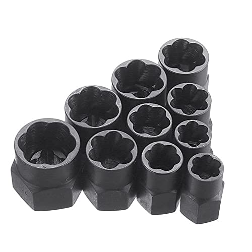 10 Pcs Impact Bolt & Nut Remover Set, Bolt Screw Extractor Set, Nut Remover Tool with Aluminium Storage Case for Removing Damaged Frozen Rusted Rounded-Off Bolts Nuts - color: Long Socket