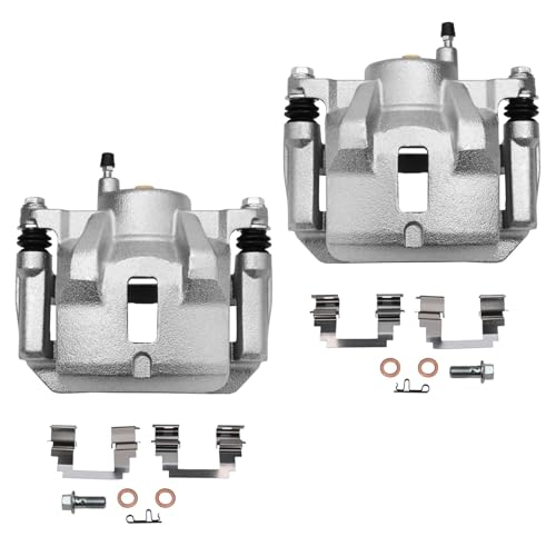 Detroit Axle - Front 4pc Steering Knuckles Kit for 03-08 Toyota Corolla, 2 Disc Brake Calipers w/Bracket 2 Steering Knuckles & Wheel Bearing Hubs 2003 2004 2005 2006 2007 2008 Replacement - size: 4BU47749/Kit
