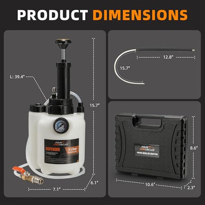 FOUR UNCLES 3L Transmission Fluid Pump Kit with 13 ATF Adapters | 3L Fluid Capacity, 13 ATF Adapters, Pressure Monitoring, Quick Release Valve, Professional Service Kit - size: 3L（13pcsAdapter）