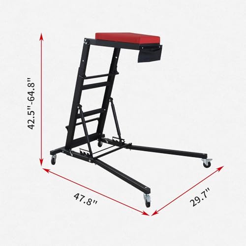 Heavy Duty Adjustable Foldable Auto Creeper for Mechanics, 400 LBS CapacityAutomotive Creeper, All Terrain Garage Creeper with 4 Wheels and Padded Deck