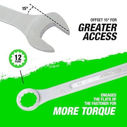 OEMTOOLS 22131 34mm Jumbo Combination Wrench, Combination Wrench Set Jumbo, Metric Combination Wrenches Set, OEM TOOLS Individual Metric Wrenches - size: 34mm