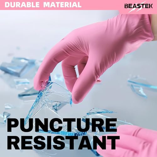BEASTEK Nitrile Disposable Gloves, 4 mil Powder-Free Latex-Free Medical Food Grade Cleaning Esthetician Glove, 100 Pcs (Medium)
