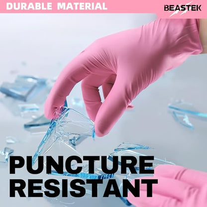 BEASTEK Nitrile Disposable Gloves, 4 mil Powder-Free Latex-Free Medical Food Grade Cleaning Esthetician Glove, 100 Pcs (Medium)
