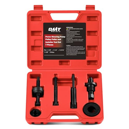 Orion Motor Tech Power Steering Pump Pulley Puller Installer Tool Set, Pump Pulley Remover Installer Tools Compatible with Ford, GM, and Chrysler - color: Red
