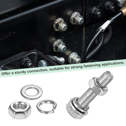 M METERXITY 10-Pack Hex Head Screw Bolt with Nuts Flat & Lock Washers M5x22mm Stainless Steel Bolts and Nuts Kit Fully Threaded Metric Bolt Assortment for Equipment/Machinery - size: M5x22mm