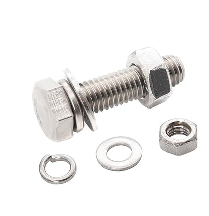 10-Pack M6 x 30mm Hexagon Screws Hex Bolts with M6 Hex Nuts M6 Flat Washers/Spring Lock Washers Set, 304/18-8, Plain Finish - size: M6 x 30mm 40pcs
