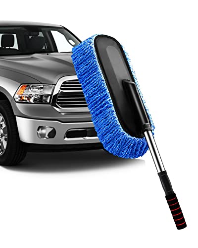 YeewayVeh Car Duster Exterior Scratch Free Microfiber Car Cleaning Brush, Extendable Handle Pollen and Dust Brush for Truck, SUV, Vehicles and Home Cleaning, Blue - color: Blue, size: 1 Pack