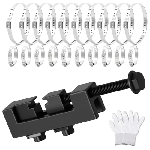 Axle Boot Clamp Tool, with 20 PCS 304 Stainless Steel Single Ear Hose Clamp, Drive Shaft CV Axle Boot Clamp Removal and Installation Tool