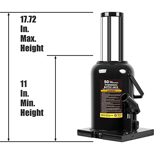 Torin 50 Ton (100,000 LBs) Capacity Low Profile Hydraulic Welded Heavy Duty Bottle Jack, AT95007B , Black - size: 50 Ton (100,000 LBs), style: Standard