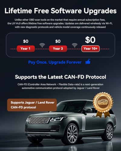 iCarsoft LR V4.0 Bidirectional Diagnostic Tool for Most Land Rover and Jaguar Up to 38 Resets Services Free 2 Further Vehicle Groups Lifetime Free Update Full System Scanner Live Data AutoVIN CAN FD