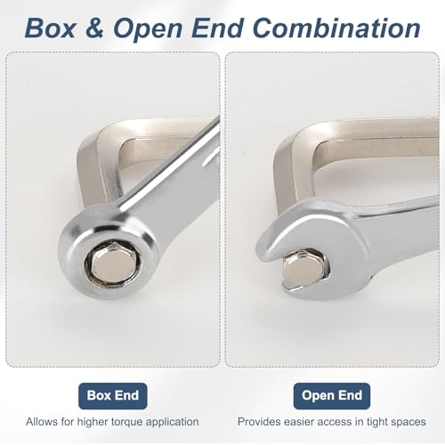 HARFINGTON 2Pcs Super Thin Combination Wrench 12mm Metric 12-Point Box and Open End Stainless Steel Double Ended Spanner Tool for Automotive Pipe Furniture Machinery DIY Repair, Silver - size: 12mm