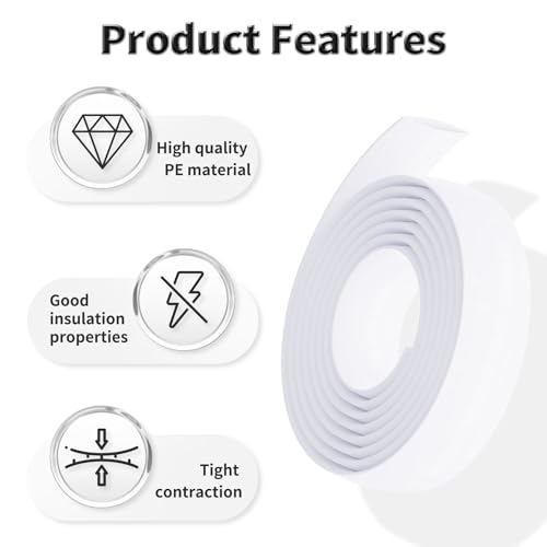 5M Heat Shrink Tubing, 8mm OD, 2:1 Ratio, White | Polyolefin Shrinkable Tube, Waterproof Electrical Insulation Tubing, for Wire Cable and Electronic Component Protection - size: 5M Φ8 White