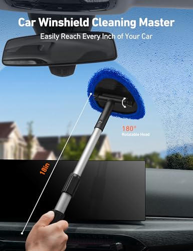 AstroAI 8pcs Windshield Cleaner Tool, Car Interior Detailing Kit with AC Vent Brush, 3 Cleaning Brushes, 4 Microfiber Pads and Spray Bottle, All-Inclusive Cleaning Solution, Car Accessories, Blue - style: with 4 Detailing Brushes