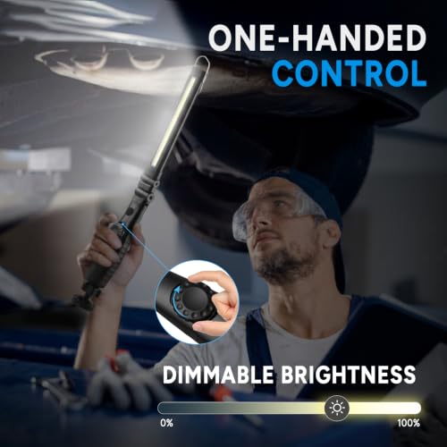 Dr. Prepare LED Work Light, 700 Lumens Foldable Rechargeable Work Light, 3200mAh Cordless Portable Magnetic COB LED Inspection Light for Car Repair, Home, Garage, Emergency