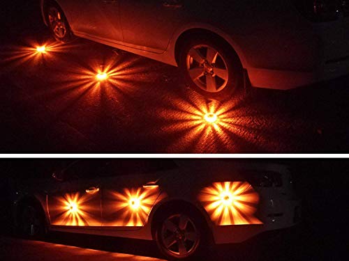 Tobfit 12 Pack LED Road Flares Emergency Lights Roadside Safety Beacon Disc Flashing Warning Flare Kit with Magnetic Base & Hook for Car Truck Boats | 9 Flash Modes (Batteries Not Included) (12) - color: 12 Sets