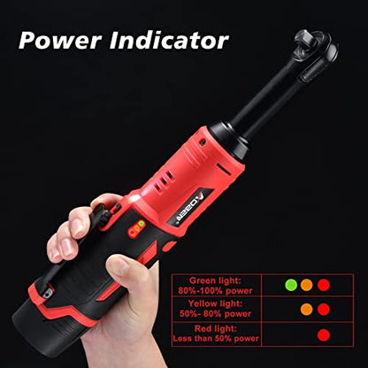 AOBEN 3/8" 40 Ft-lbs Cordless Electric Ratchet Wrench Kit with Variable Speed, Lithium Batteries - style: AB733-1D