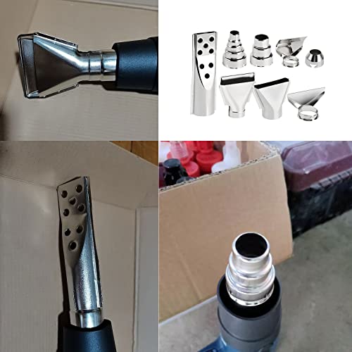 8 Pcs Heat Gun Nozzle Attachments, 35-42mm Stainless Steel Heat Gun Nozzles Kits Shrink Wrap Hot Air Gun Accessories Tools Kit (8 piece set)