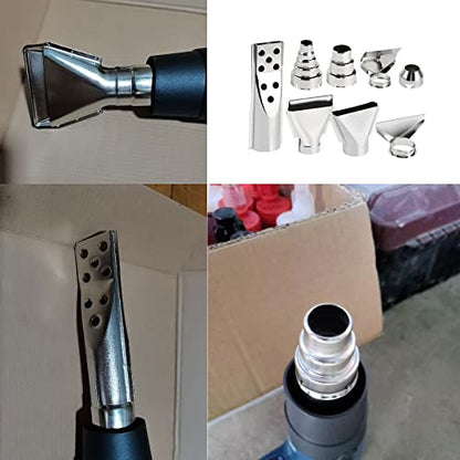 8 Pcs Heat Gun Nozzle Attachments, 35-42mm Stainless Steel Heat Gun Nozzles Kits Shrink Wrap Hot Air Gun Accessories Tools Kit (8 piece set)