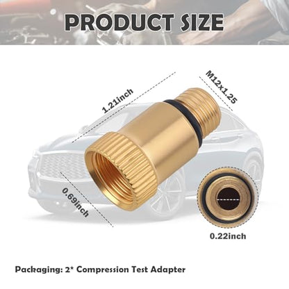 2PCS Compression Tester Adapter,M12x1.25 Spark Plug Tool Adapter with O-Ring Seal,Universal Compression Gauge Fitting Car Accessories for Truck Motorcycle Small Engine (2PCS) - color: 2PCS