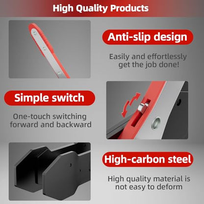 MAYESAR Brake Caliper Compression Tool, Caliper Piston Compressor Tool With Additional 2 pcs Large Steel Plate and 2 Hooks, 360°Adjustable Brake Caliper Tool for Single Twin Quad Piston Calipers (Red) - color: Red