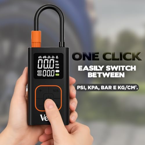 VT06 Portable Tire Inflator, 150 PSI Cordless Air Pump | Dual 2000mAh Battery, Rechargeable, Auto Shut-off, Digital Display, USB-C Out, Car Motorcycle Bike Balls