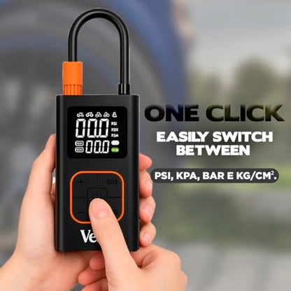 VT06 Portable Tire Inflator, 150 PSI Cordless Air Pump | Dual 2000mAh Battery, Rechargeable, Auto Shut-off, Digital Display, USB-C Out, Car Motorcycle Bike Balls