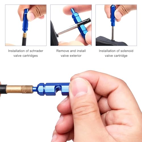 23 PCS Presta Valve Core Repair Kit, Tubeless Auto Tire Stem Cores with Caps Adapter Removal Tool, French Tire Valve Cores Caps Remover Set for Tubeless Road MTB Bike Tires