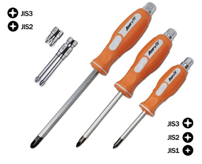 JIS Driver and Bits 7pc Set #1#2#3 Screwdrivers #2#3 Short/Long 1/4 Bits