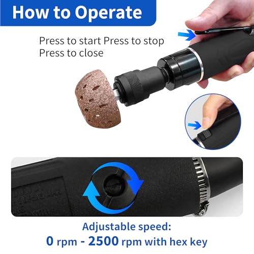 Air Tire Repair Polish Patch Kits-2500 RPM Low Speed Air Tire Buffer | Includes Tire Grinder Inner Liner Scraper, Tire Patch Roller and 3 Pcs Tungsten Steel Buffing Wheels 40mm 55mm