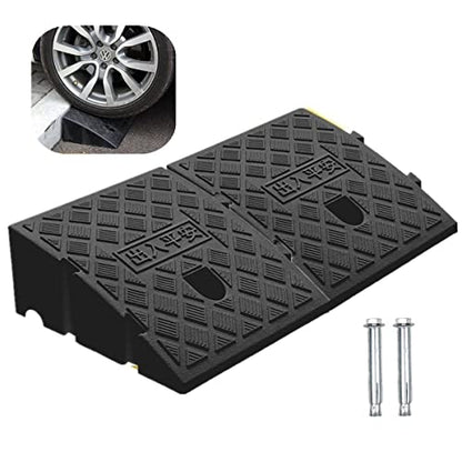 2 Pack 2.8" High Portable Curb Ramps Lightweight Plastic, Heavy Duty Plastic Threshold Ramp Set for Low Cars Driveway Loading Dock BikeMotorcycle Wheelchair Mobility, 2.8" H x 9.9" L x10.6 W (2 Pack)