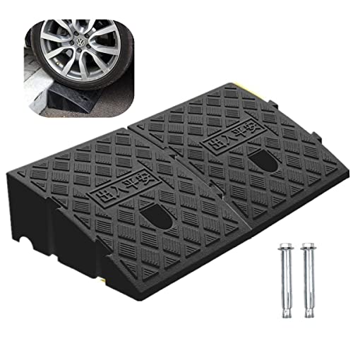 2 Pack 2.8" High Portable Curb Ramps Lightweight Plastic, Heavy Duty Plastic Threshold Ramp Set for Low Cars Driveway Loading Dock BikeMotorcycle Wheelchair Mobility, 2.8" H x 9.9" L x10.6 W (2 Pack)