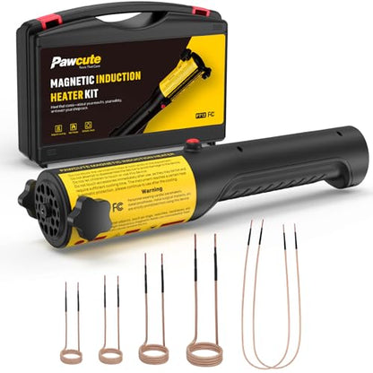 Induction Heater 1200W, Magnetic Heat Tool Kit for Automotive Bolt Removal with 6 Coils and LED Light for Rusted Suspension and Exhaust Repair,Yellow - color: Yellow