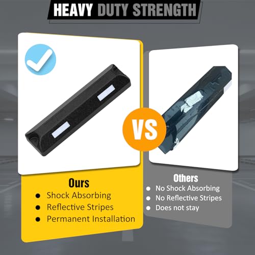 Nilight Rubber Parking Curbs 2 Pack - Heavy Duty 22 Inch Garage Wheel Stops Parking aid Block for Driveway & Parking Lot, Black - size: 22" Black