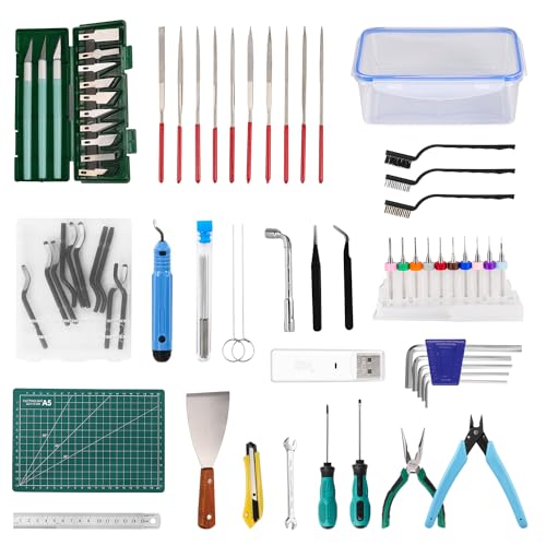 Sovol 3D Printer Tools Kit, 78 PCS 3D Printer Accessories with Nozzle Cleaning Kit, Removable Multi-Function Screwdriver Kit, Deburring, Removal Tools, Cutters, Hobby Knife Set, Wrench Set - style: 78 Pcs