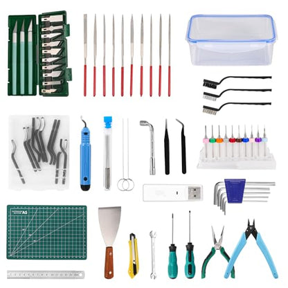 Sovol 3D Printer Tools Kit, 78 PCS 3D Printer Accessories with Nozzle Cleaning Kit, Removable Multi-Function Screwdriver Kit, Deburring, Removal Tools, Cutters, Hobby Knife Set, Wrench Set - style: 78 Pcs