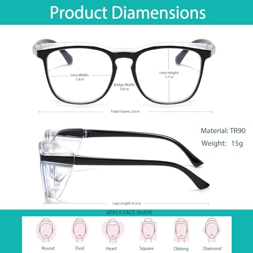 Feaglo Safety Glasses, Anti Fog Safety Goggles for Women Men, Blue Light Blocking Stylish Eye Protection Glasses Side Shield - color: Black+leopard