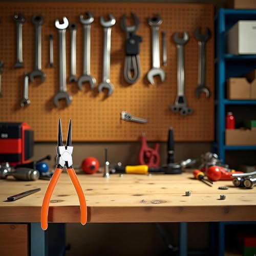 Orange Heavy Duty 7" EXTRA LONG External Straight Retaining Ring Clip Circlip Removal Plier Snap-Ring Pliers, Slip-Joint Pliers Side-Cutting Plier Sets Needle-Nose, Hand Tools