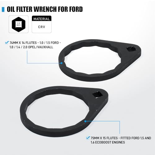 SMOTIVEPRO Professional Oil Filter Wrench Set 32-Piece, with Oil Filter Cap Removal Tool (63.5-100mm), Socket (24-38mm), Adjustable Wrench, Drain Plug Removal Tools and T-Handle (1/2" & 3/8" Drive)