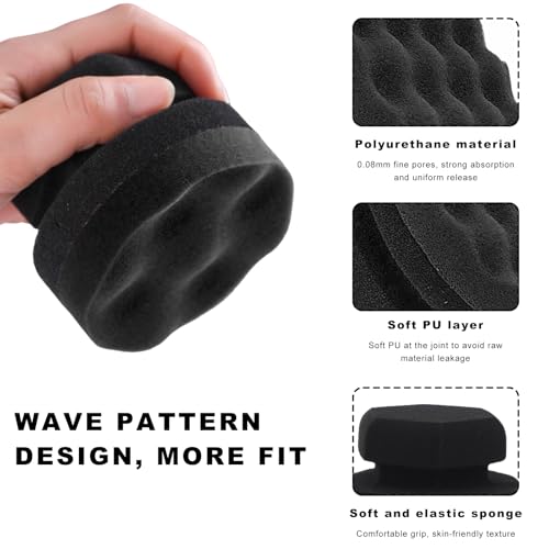 2PCS Large Tire Shine Applicator, Reusable Car Detailing Foam Hex Grip Dressing Pad, Durable Polishing Sponge Tool for Applying Tire Shine,Universal Cleaning Supplies for Wheel Care (Black) - color: Black, Large