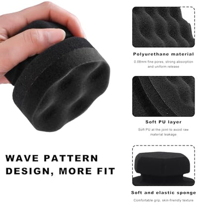 2PCS Large Tire Shine Applicator, Reusable Car Detailing Foam Hex Grip Dressing Pad, Durable Polishing Sponge Tool for Applying Tire Shine,Universal Cleaning Supplies for Wheel Care (Black) - color: Black, Large