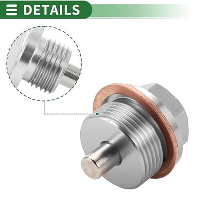 Motoforti Universal Oil Pan Screw Oil Drain Plug Sump Drain Nut Bolt, M24x1.5, Aluminium Alloy, Silver Tone, 1 Set - size: M24x1.5
