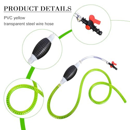 Car Gasoline Siphon Hose Pump, Portable High Flow Fuel Transfer Pump with PVC Hose, Manual Hand Siphon Accessories for Gas Oil Petrol Diesel Fluid Water, Universal for Most Vehicles (5.09FT) - size: 5.09FT