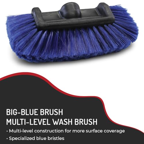 Hi-Tech 14” Car Wash Brush Head – Soft Bristles for Cars, Trucks, RVs, Boats, Campers – Multi-Level Design – Fits Threaded Handles – Flow-Thru Capable