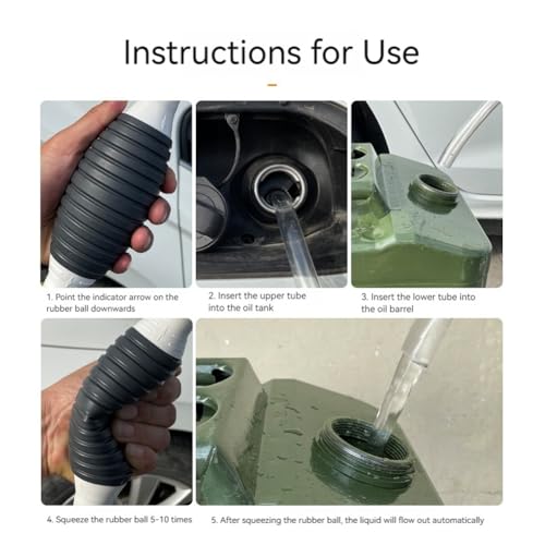 Manual Gasoline Siphon Pump Fuel Transfer Hose with Metal Clip, Multifunctional Liquid Suction Pump for Petrol, Oil, Water, Aquarium & Fuel Transfer - color: Classic 1m