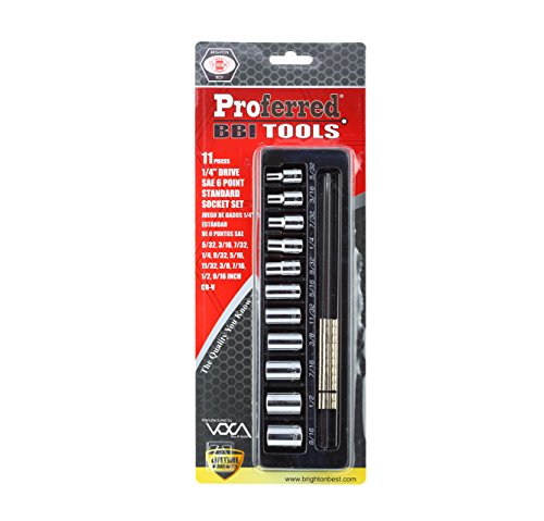 S04001 1/4" Drive Standard SAE Socket Set, 11 Piece, 6 Point - size: 1/4 Inch Drive, style: STANDARD
