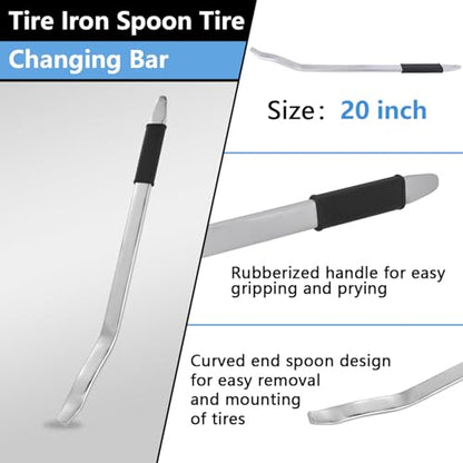 Bead Lifting Tool for Tires, Tire Mount and Demount Tool with Rubber Handle, Tire Iron Spoon for Car Truck and Motorcycle Tire Changer, 20" Tire Iron Spoon Lever Pry Bar