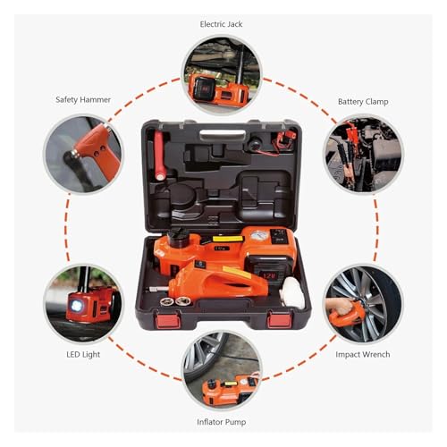 Floor Jack Electric Car Jack Kit 5Ton Hydraulic Car Jack with Inflatable Pump Electric Wrench Lifting Machine Air Pump Car Jacks,Orange Set - color: Orange Set